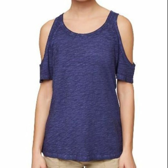 Sanctuary Clothing Cold Shoulder Blue Tee Top Sz M - Picture 1 of 16